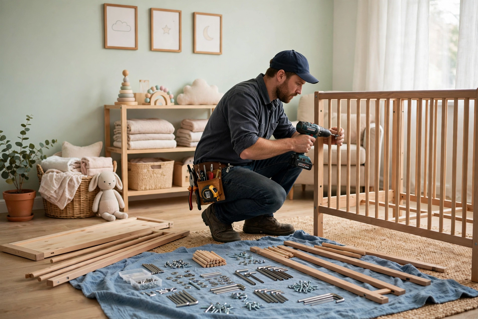 Furniture assembly in Mississauga — Homenza handyman assembling furniture in a home