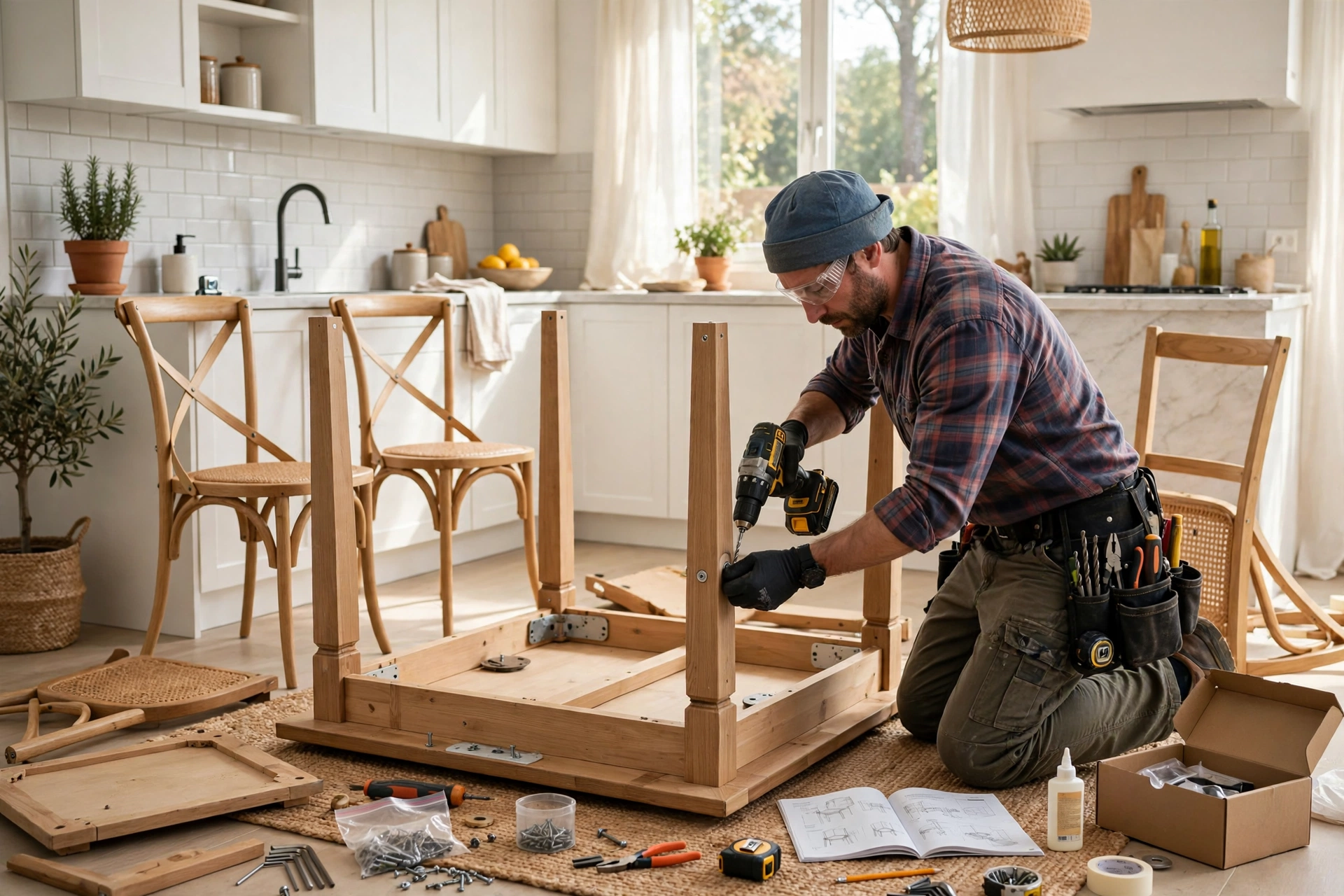 Furniture assembly in Oshawa — Homenza handyman assembling furniture in a home