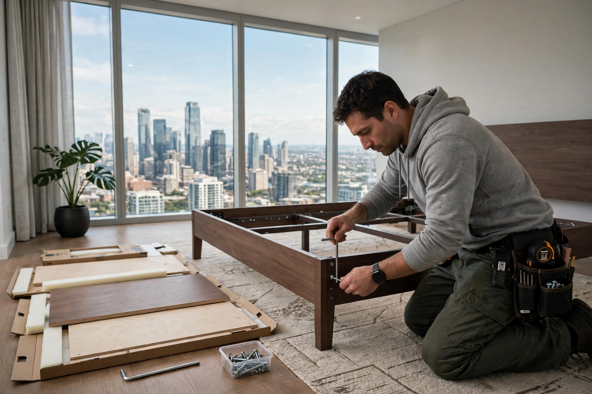 Furniture assembly in Toronto — Homenza handyman assembling furniture in a home
