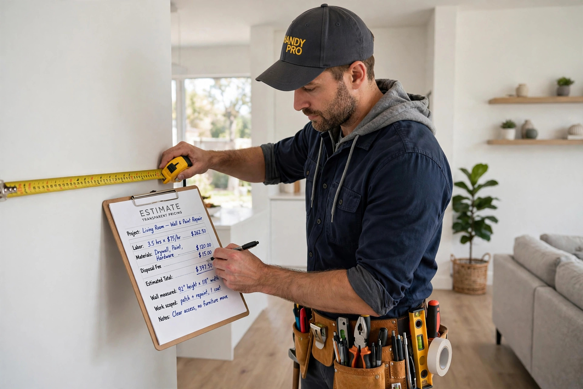 Upfront handyman estimate in Toronto - measuring and transparent pricing