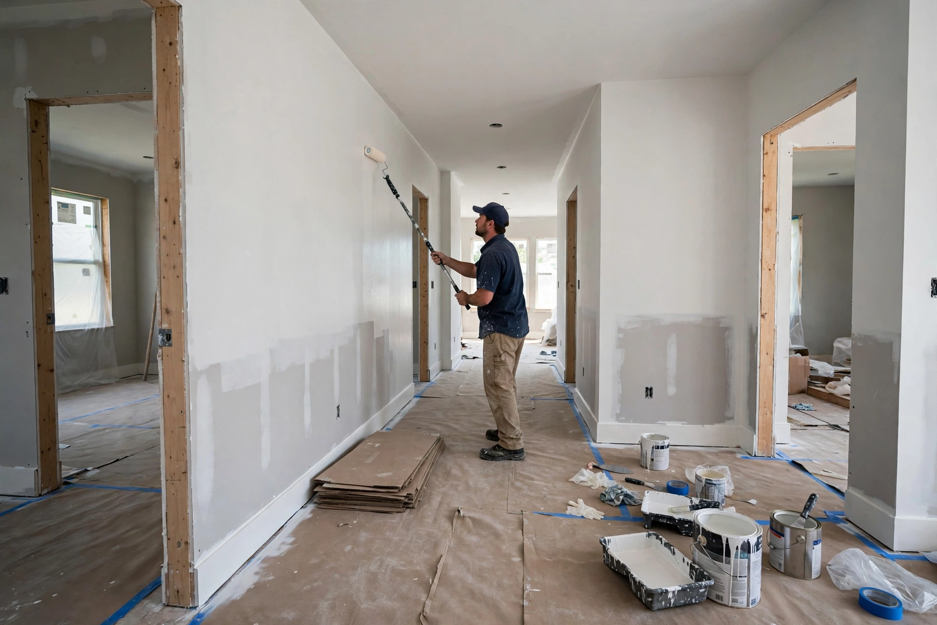 Interior painting services in Milton — Homenza painter painting a home interior