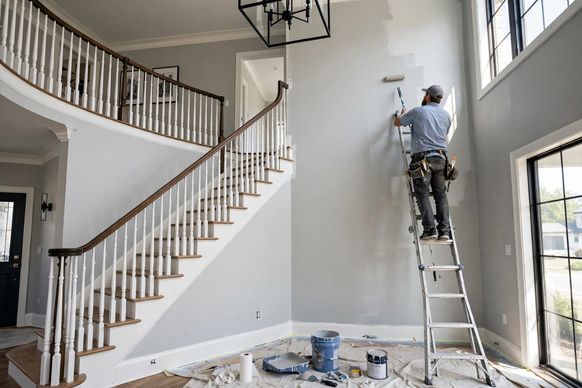 Interior painting services in Vaughan — Homenza painter painting a home interior